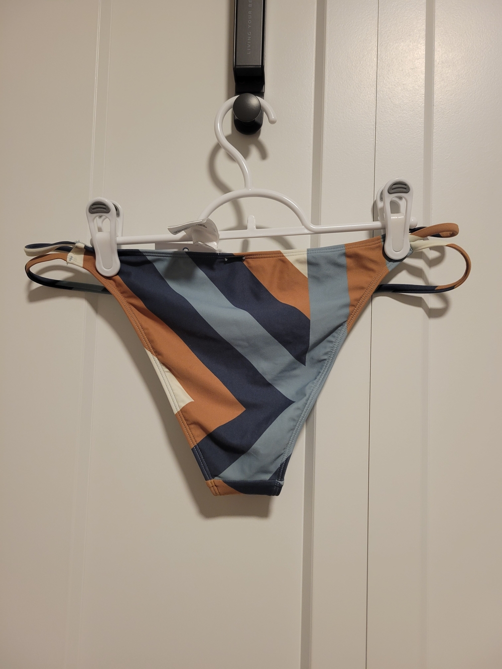 O'Neill Colorblock Striped Bikini Bottom - Blue, Tan & Cream, Size L - Picture 2 of 4